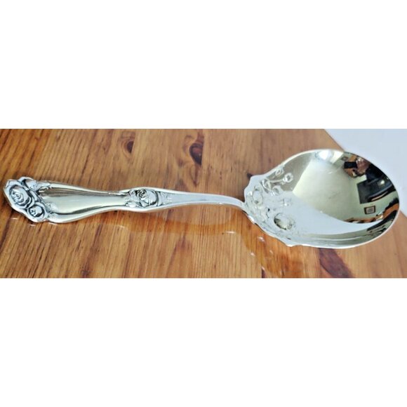 Antique 1847 Rogers Bros American Beauty Rose Silverplate Casserole Spoon 8.8" - Picture 10 of 10